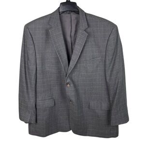 Vintage Lauren Ralph Lauren Mens Blazer Size 46 Short Silk Wool Grey Houndstooth